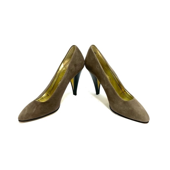 CHARLES JOURDAN | Vintage 1980s gray suede slip on luxury heels - Picture 7 of 8